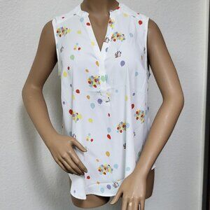 NWT Pixar sleeveless white woven blouse with print from the movie Up size 00 L